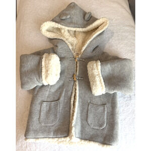 Mango Unisex Baby Padded Fleece Gray toggle button Cardigan hoodie Sz-12-18 M